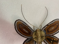 1970’ Applique Papillon en Bronze ou Laiton, Duval Brasseur Ou Isabelle Faure, 1 Ampoule, Ailes d’Agate