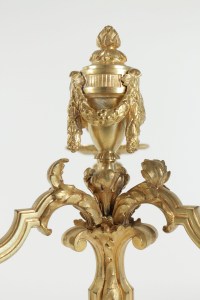Pair of candelabra in the style of Louis XV in gold gilt bronze. 19th Century.
