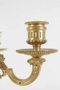Pair of candelabra in the style of Louis XV in gold gilt bronze. 19th Century.