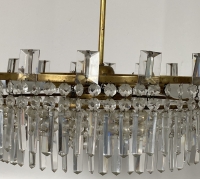 1960′ Lustre Circulaire A 2 Étages Laiton Et Cristal, BAKALOWITS &amp; SÖHNE