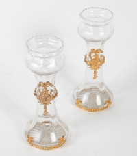 Un set en cristal et bronze doré fin XIXème siècle