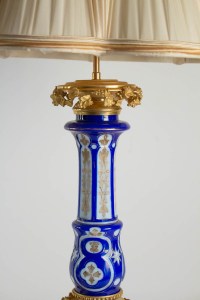 Tres Belle Paire de lampes en Cristal de Bohême overlay monture Bronze