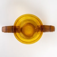 Vase &quot;Pierrefonds&quot; verre jaune ambré satiné à l&#039;acide et patiné sépia de René LALIQUE