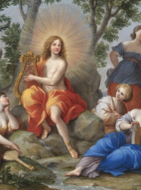 Louis XIV en Apollon sur le Mont Parnasse – Atelier de Giovanni Francesco Romanelli (1610 – 1662)