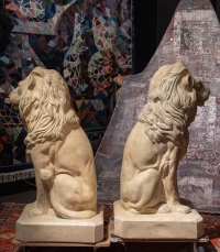 Paire de Lions en plâtre