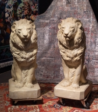 Paire de Lions en plâtre