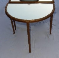 1970&#039; Table Tripartite Maison Charles Décor Palmier en Bronze Doré avec Plateaux Miroir