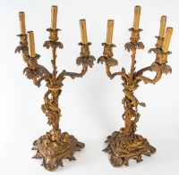 Paire de candélabres du XIXème siècle en bronze doré