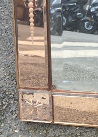 1950/70′ Miroir Rectangulaire de Venise Couleur Cuivrée avec Cabochons Carrés 83 X 143 cm