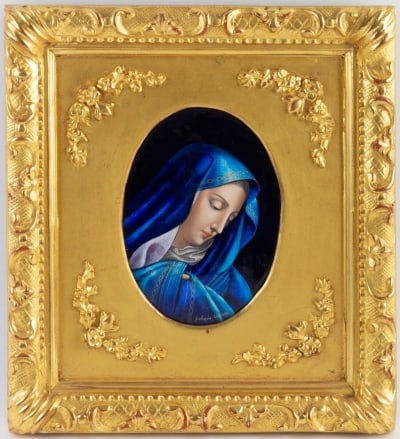 Plaque Email La vierge Marie par Jules Sarlandie (1874-1936)|||||||