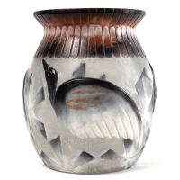 Vase &quot;Oiseaux Exotiques&quot; pâte de verre de Gabriel ARGY-ROUSSEAU