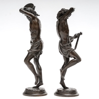Sculpture - Paire De Danseurs Napolitains , Albert - Ernest Carrier - Belleuse (1824-1887)