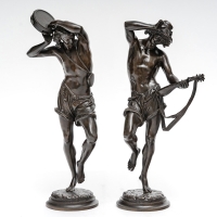 Sculpture - Paire De Danseurs Napolitains , Albert - Ernest Carrier - Belleuse (1824-1887)