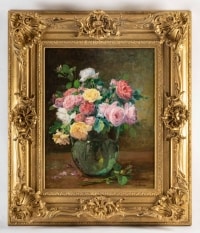 Justin Jules Claverie (1859 - 1932) : A Bouquet of roses.