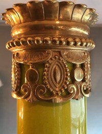 Grand vase céladon à col resserré et bronze doré. Réf: 289.