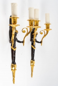 A Napoleon III Period (1852 - 1870) Pair of Wall - Lights in 1st Empire Style.
