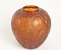 Rene Lalique Amber Vase &quot;Perruches&quot;