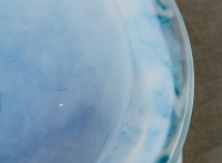 Vase &quot;Lutteurs&quot; verre opalescent patiné bleu de René LALIQUE