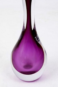 Val-Saint-Lambert, Lampe en cristal transparent et violet, années 1960