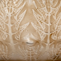 Vase &quot;Fougères&quot; verre blanc patiné sépia de René LALIQUE