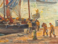 Un port en bretagne, Huile sur toile signée O. Denizard