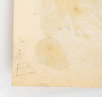 Personnage près d&#039;un Poêle à bois, Huile sur Papier, XX siècle.