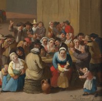 Réjouissances paysannes – signé Mattheus van Helmont (1623 – 1679)
