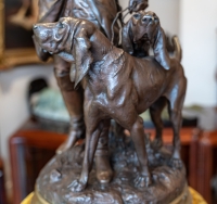 Sculpture en bronze &quot;Le piqueur au refais&quot; signé H. Moreau et P. Lecourtier, XIXème siècle