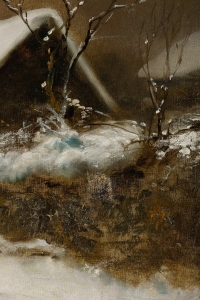 Théodore Levigne (1848-1912) Village sous la neige huile sur toile fin du XIXème siècle