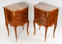 A Pair of Bedside Tables in Transition Style.