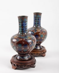 Pair Of Cloisonne Bronze Vases, China, XIXth Century