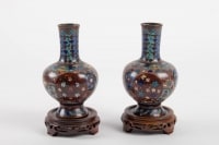 Paire De Vases En Bronze Cloisonné, Chine, XIXème Siècle