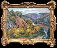 SMITH Alfred Vallée de la Creuse en automne Huile sur toile signée certificat