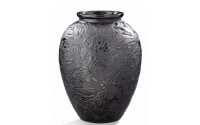 RENE LALIQUE (1860-1945) Vase «Martin Pêcheurs» en verre teinté noir