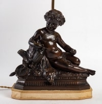 Bronze à patine brune du XIXème siècle, monté en lampe, époque Napoléon III