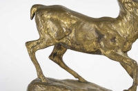 Sculpture en bronze doré, cerf en liberté par Aignon, sculpteur, XIXème siècle, Napoléon III