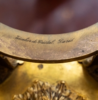 Paire de pots montés en bronze et céladon craquelé signés de l&#039;Escalier de Cristal