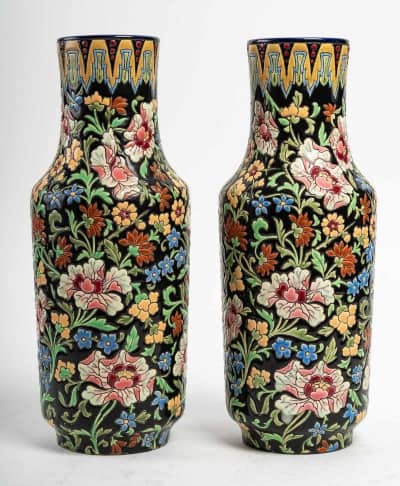 Paire de vases Longwy, XXème siècle|||||||||
