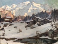 ABRATE Angelo Peinture XXè siècle Soleil sur le Mont Blanc Huile signée