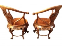 Paire de fauteuils Indochinois ? en orme des années 60/70