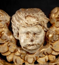 Trois têtes d&#039;ange en bois doré, XVIIIème