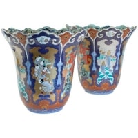 Importante Paire De Vases Du Japon Signés Fuqukawa, Milieu Du XIXème Siècle