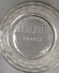 Service à Bordeaux &quot;Bourgueil&quot; verre blanc de René LALIQUE - 10 pièces