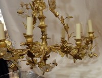 1880&#039; Lustre en Bronze Doré Décor Floral 12 Lumiéres