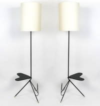 1960 Paire de lampadaires  Tablette et porte revue Maison Lunel