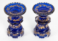 Paire de flacons et coupe en cristal de Bohème, XIXème siècle