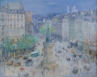 BERTIN Roger Ecole Française 20è siècle Paris La Place de Clichy Huile sur toile signée Ancienne collection Michou