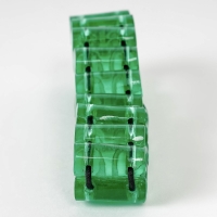 Bracelet &quot;Muguet&quot; verre vert émeraude émaillé blanc de René LALIQUE