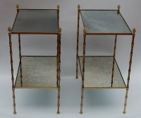1950/70′ Paire de Bouts de Canapés Bronze Décor Bambou, Style Maison Baguès