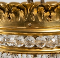 Suspension en bronze doré et cristal, XIXème siècle
